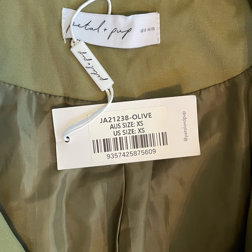 NWT Petal & Pup Olive Green Belted Double Breasted Trench Coat Size XS - Picture 8 of 14